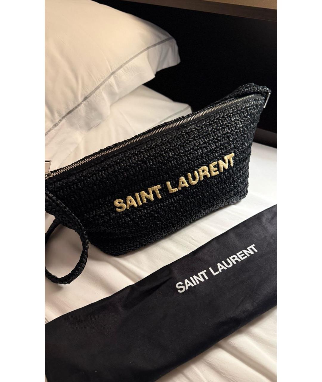 SAINT LAURENT Черная пелетеная пляжная сумка, фото 3