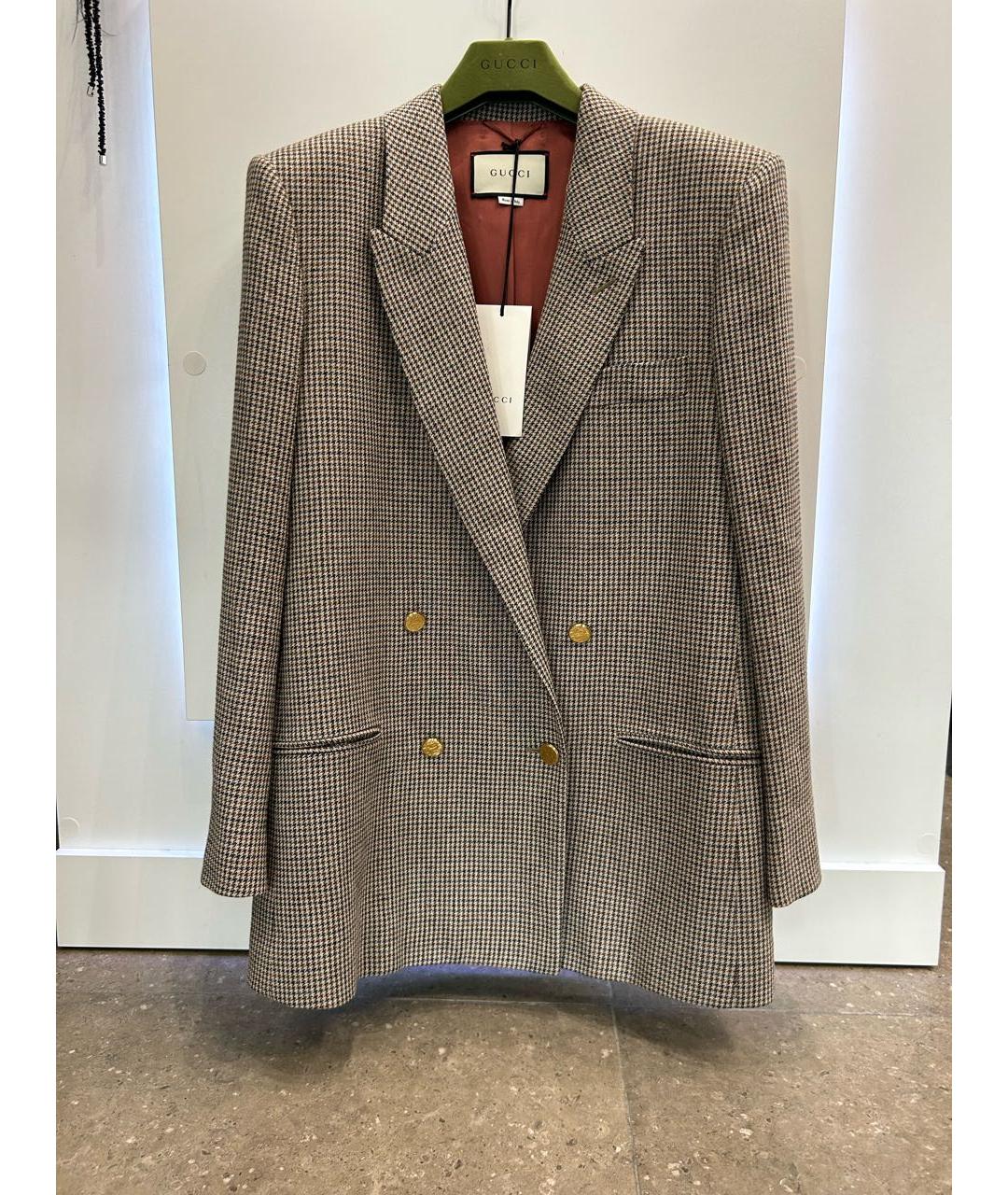 GUCCI Коричневый льняной жакет/пиджак, фото 9