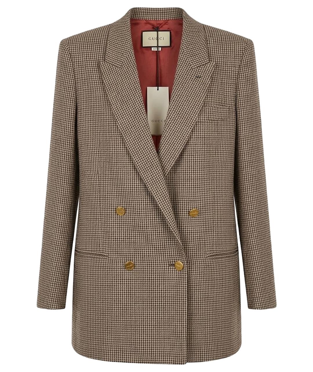 GUCCI Коричневый льняной жакет/пиджак, фото 1