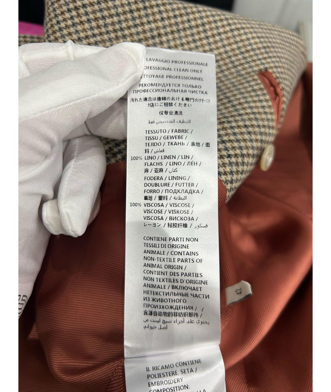 GUCCI Коричневый льняной жакет/пиджак, фото 6