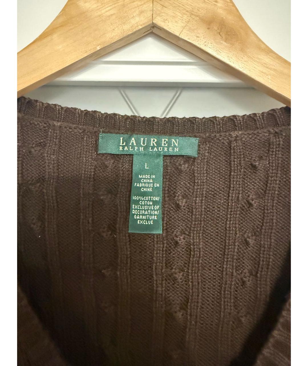 RALPH LAUREN Коричневый хлопковый джемпер / свитер, фото 3