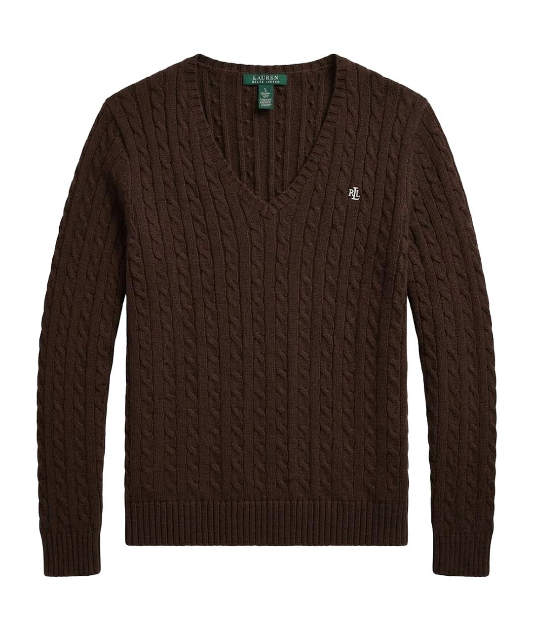 RALPH LAUREN Коричневый хлопковый джемпер / свитер, фото 1