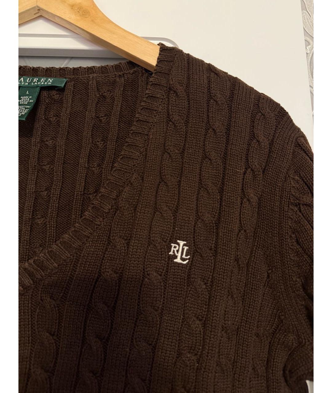 RALPH LAUREN Коричневый хлопковый джемпер / свитер, фото 5