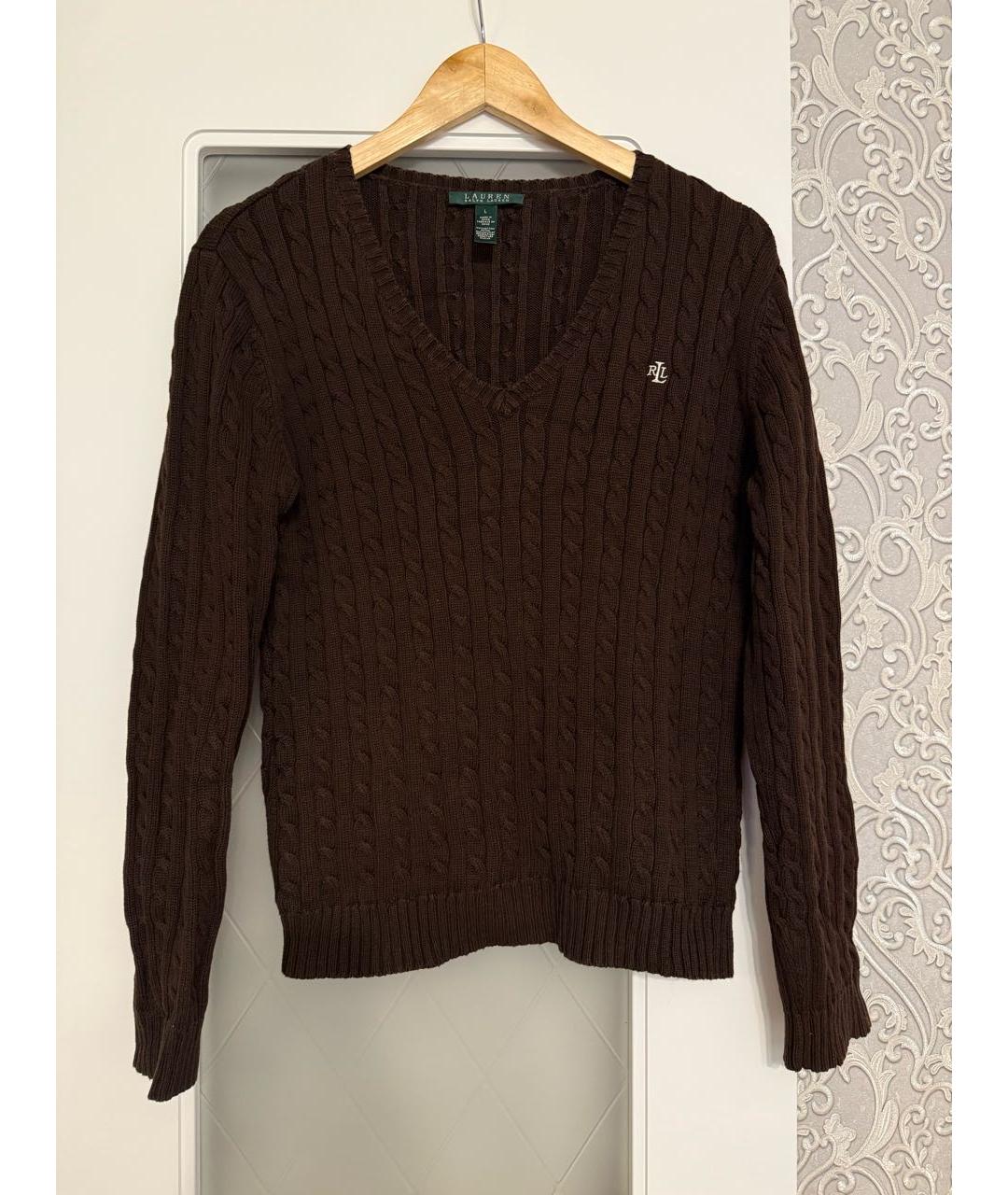 RALPH LAUREN Коричневый хлопковый джемпер / свитер, фото 6