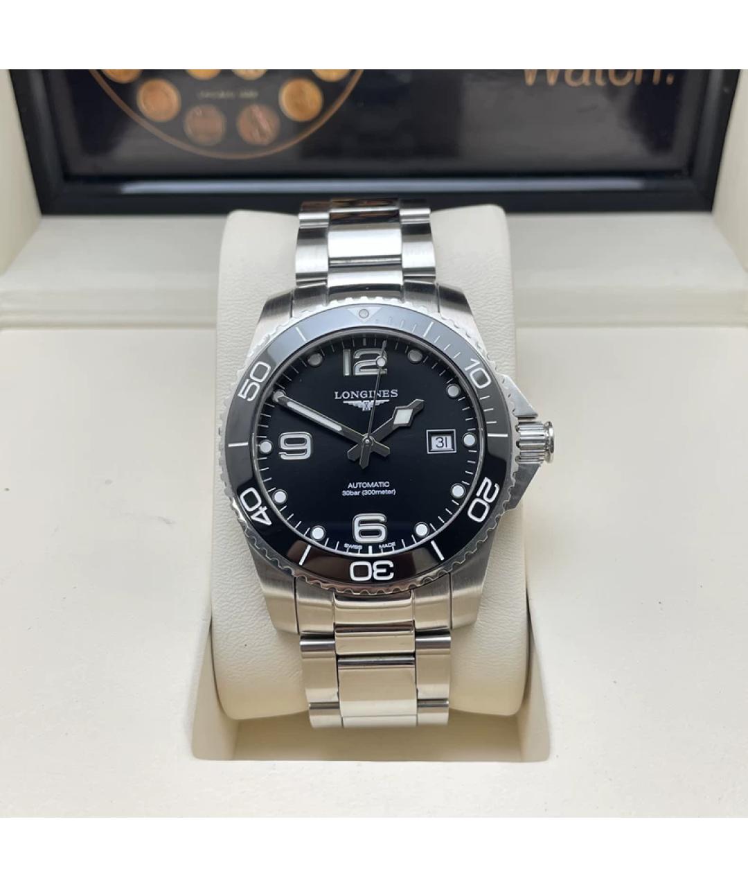 LONGINES Черные металлические часы, фото 9