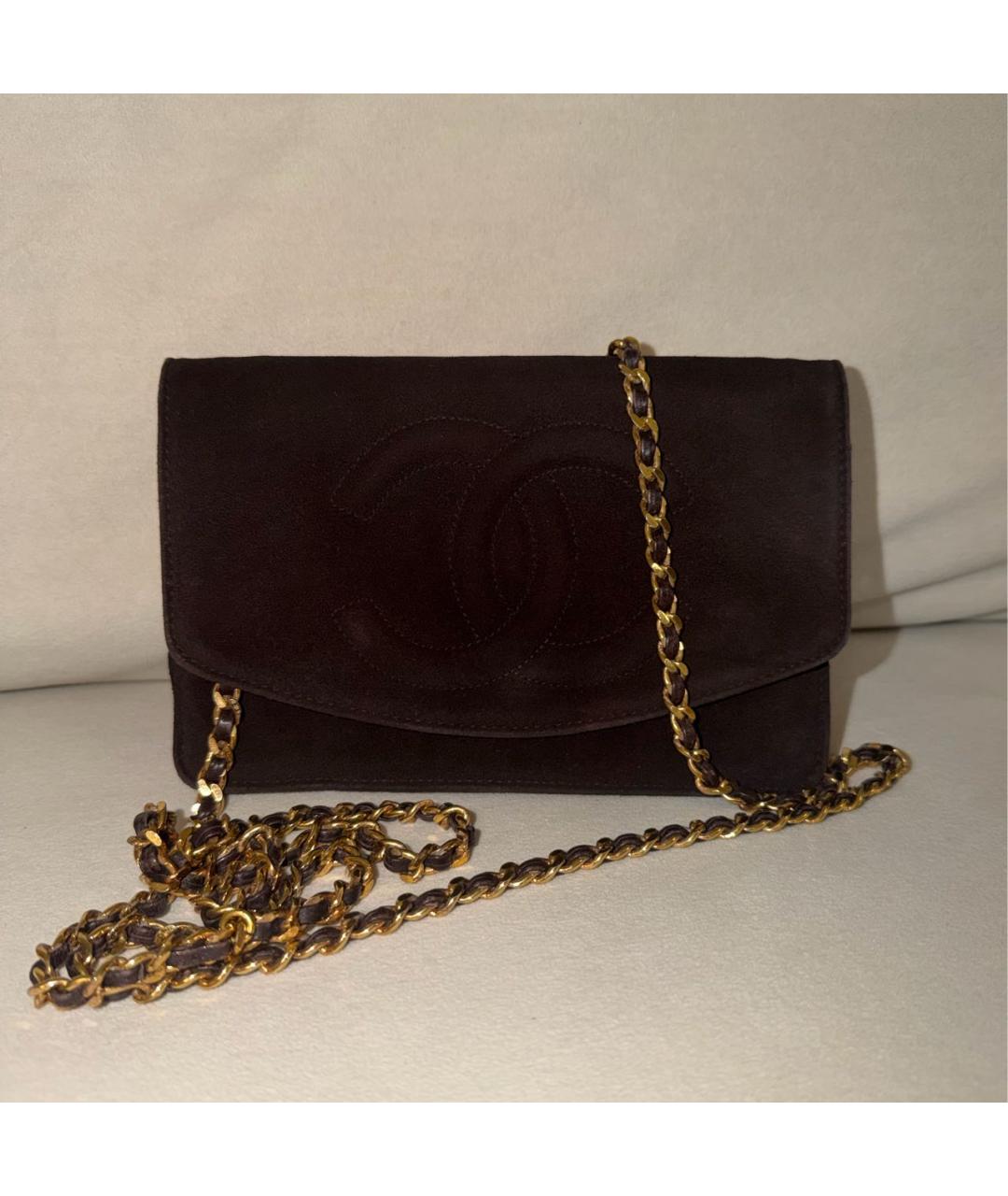 CHANEL Коричневая замшевая сумка через плечо, фото 2