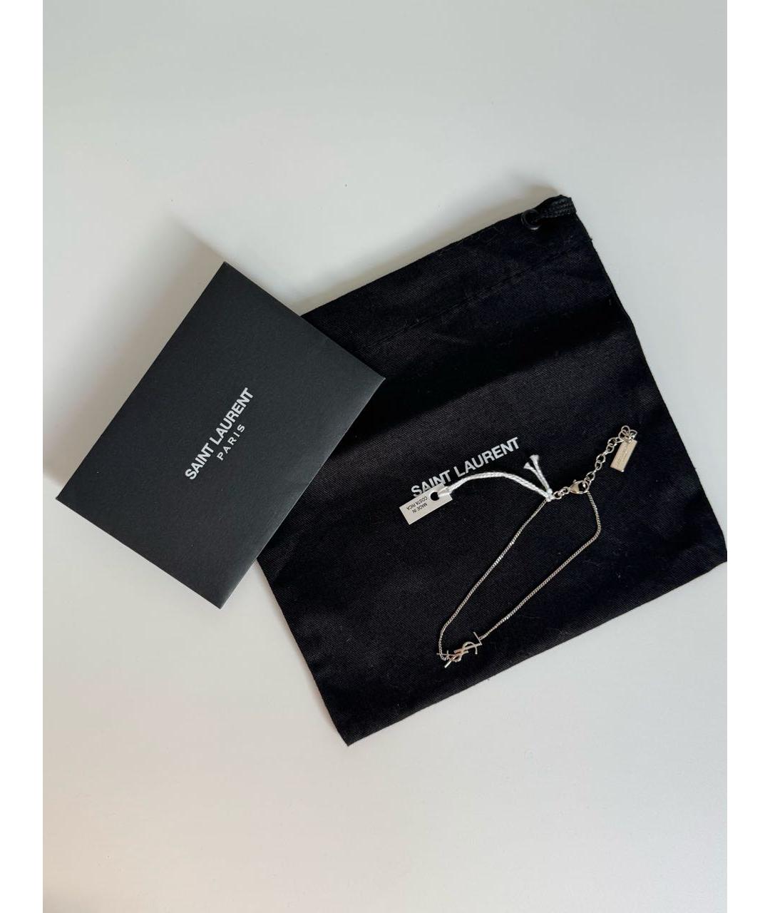 SAINT LAURENT Серебрянный латунный браслет, фото 5
