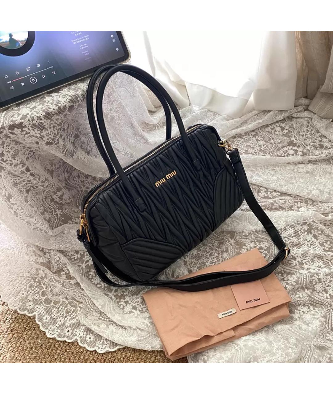 MIU MIU Черная сумка через плечо из искусственной кожи, фото 6