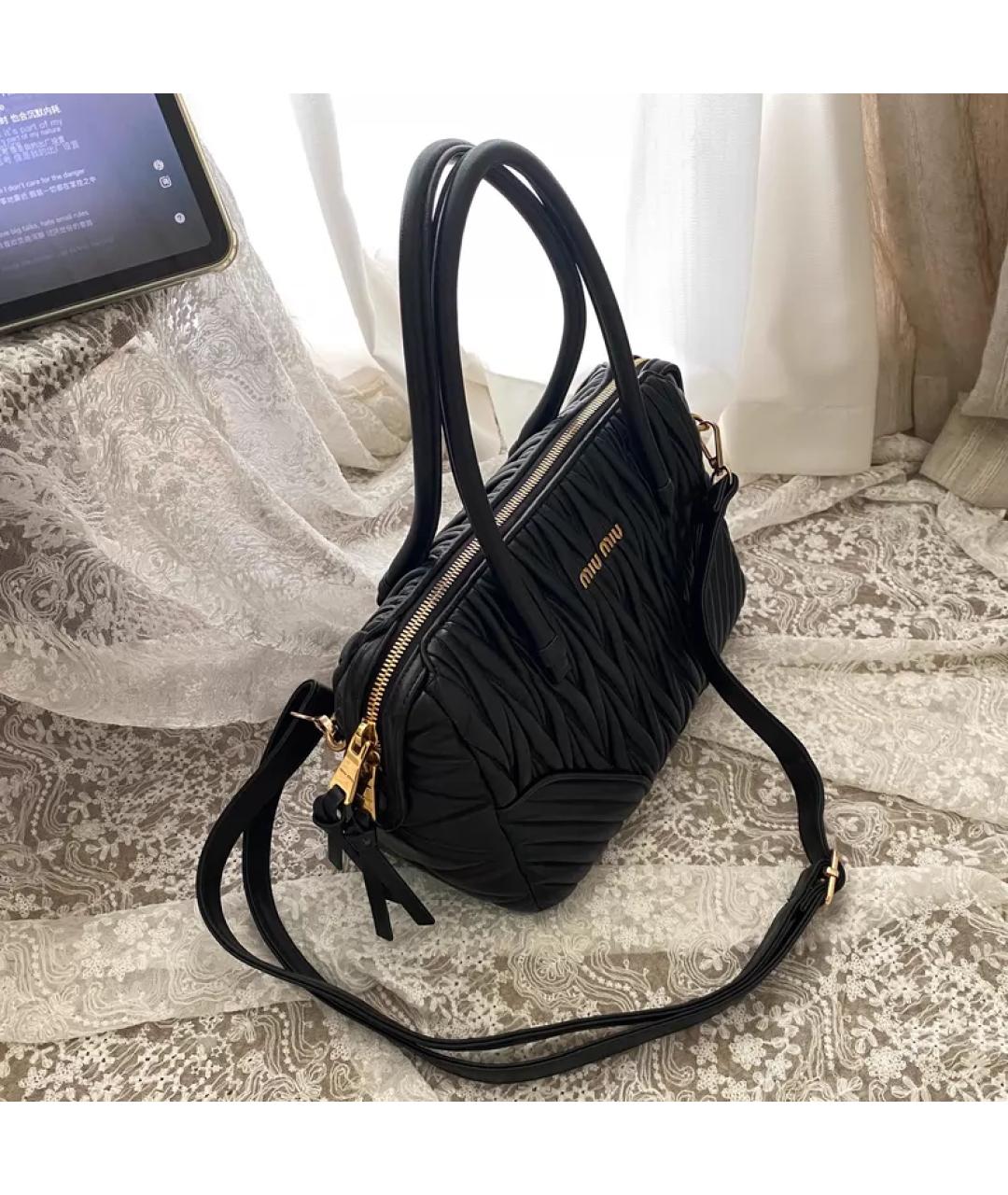 MIU MIU Черная сумка через плечо из искусственной кожи, фото 7