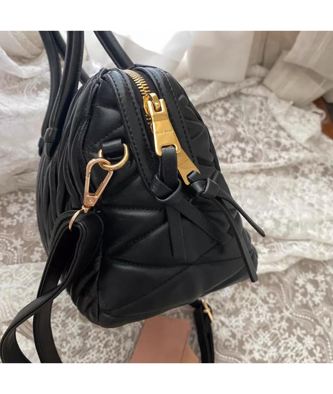 MIU MIU Черная сумка через плечо из искусственной кожи, фото 3