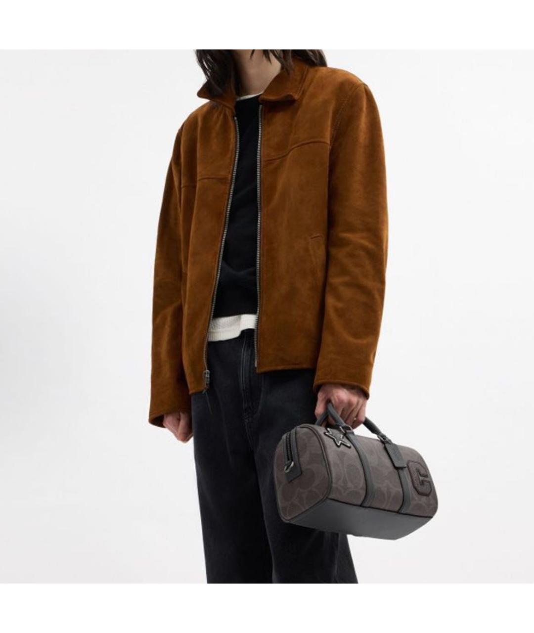 COACH Серая сумка с короткими ручками, фото 5