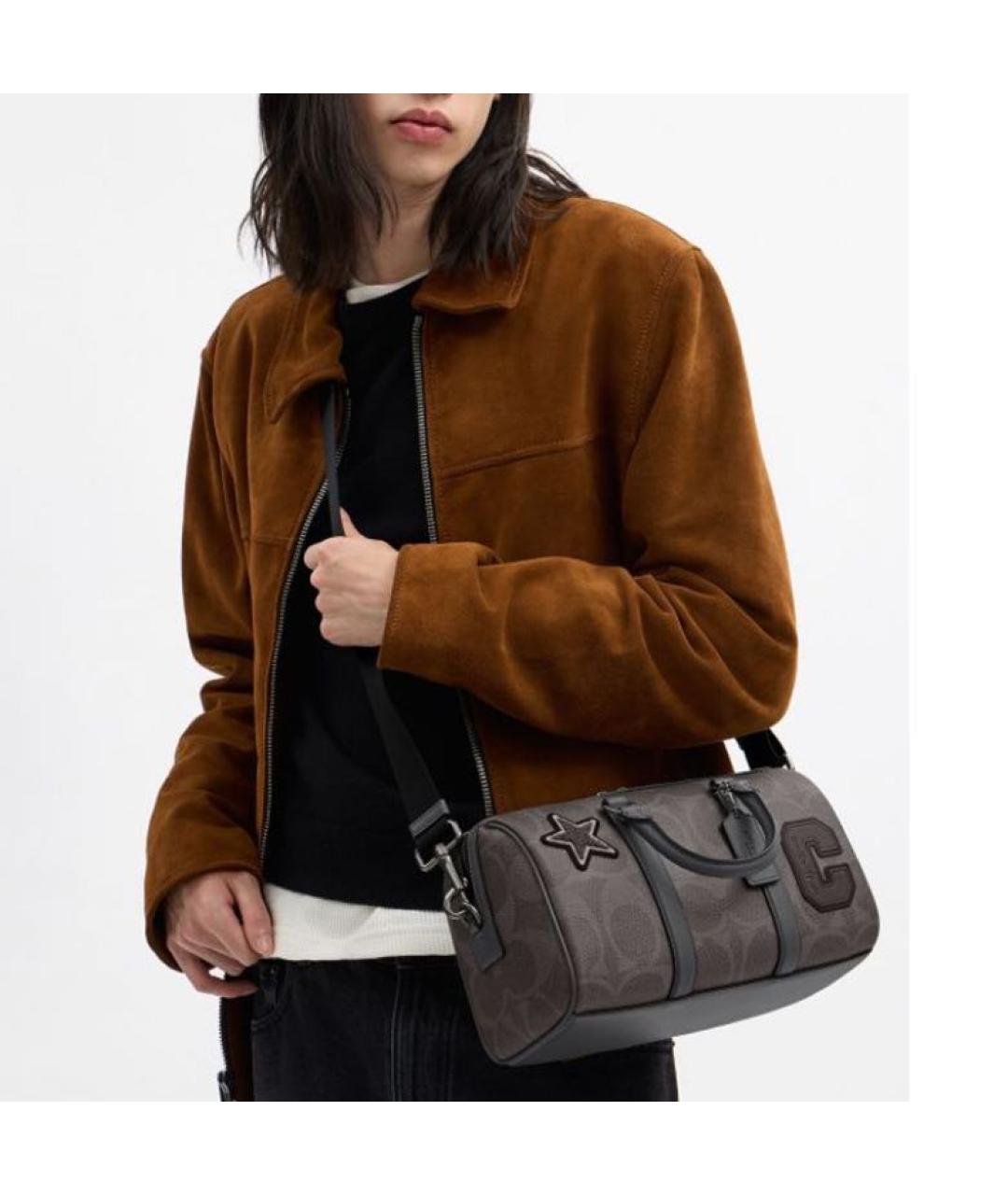 COACH Серая сумка с короткими ручками, фото 4