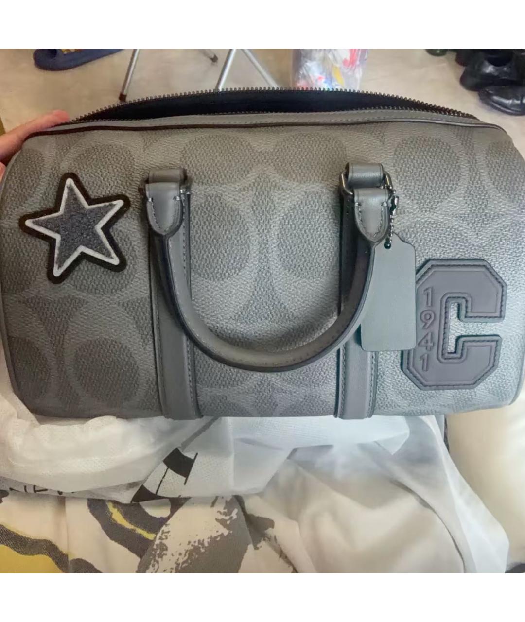 COACH Серая сумка с короткими ручками, фото 6