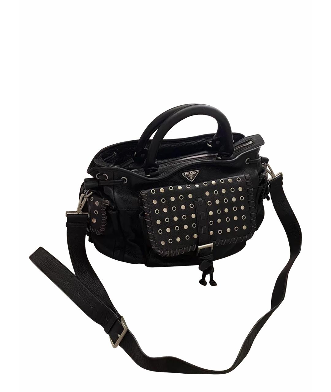 PRADA Черная кожаная сумка через плечо, фото 1