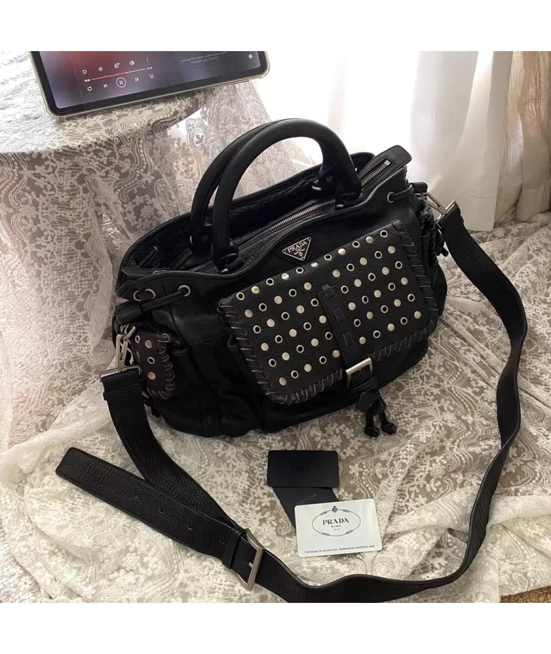 PRADA Черная кожаная сумка через плечо, фото 6