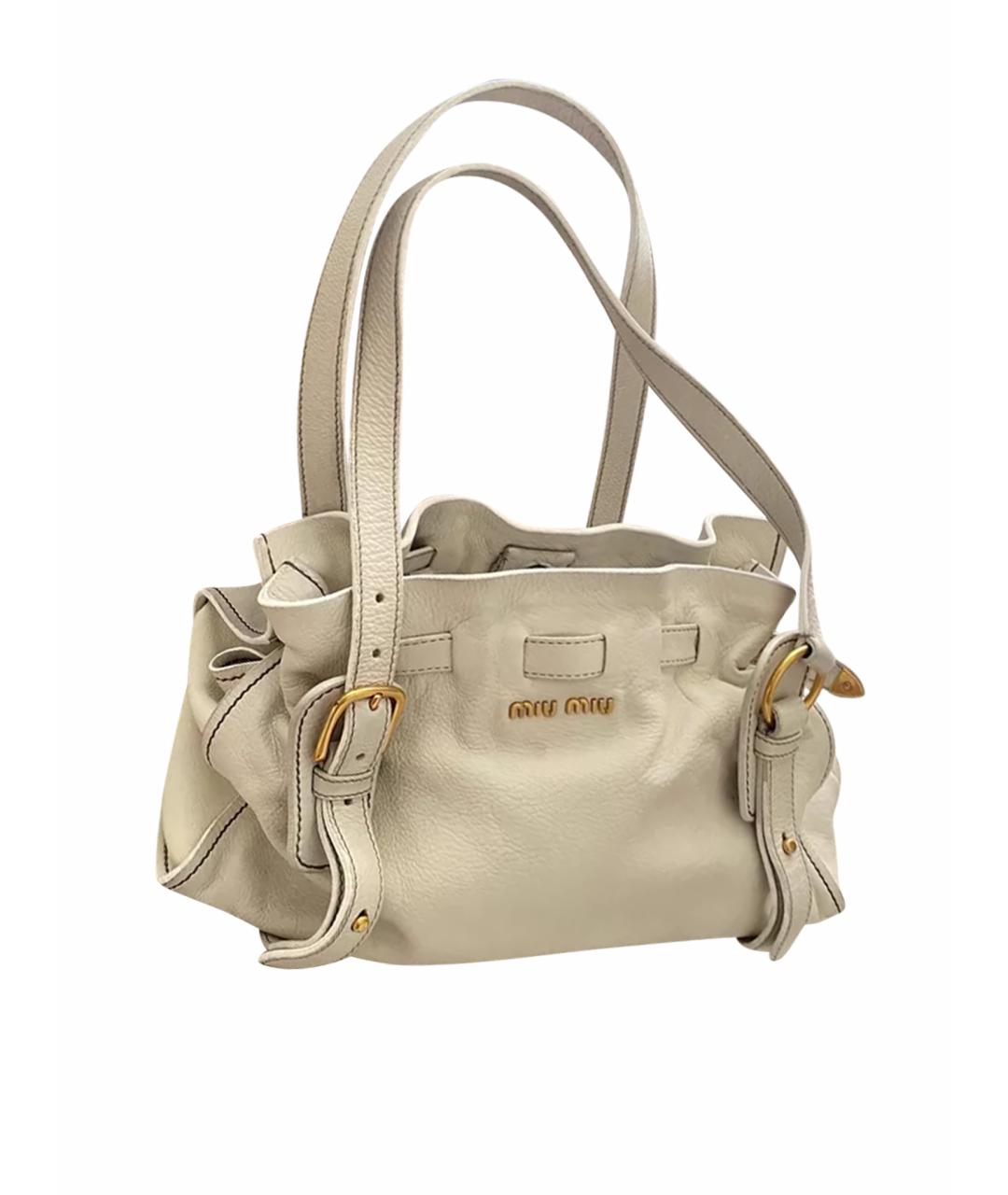 MIU MIU Бежевая кожаная сумка через плечо, фото 1