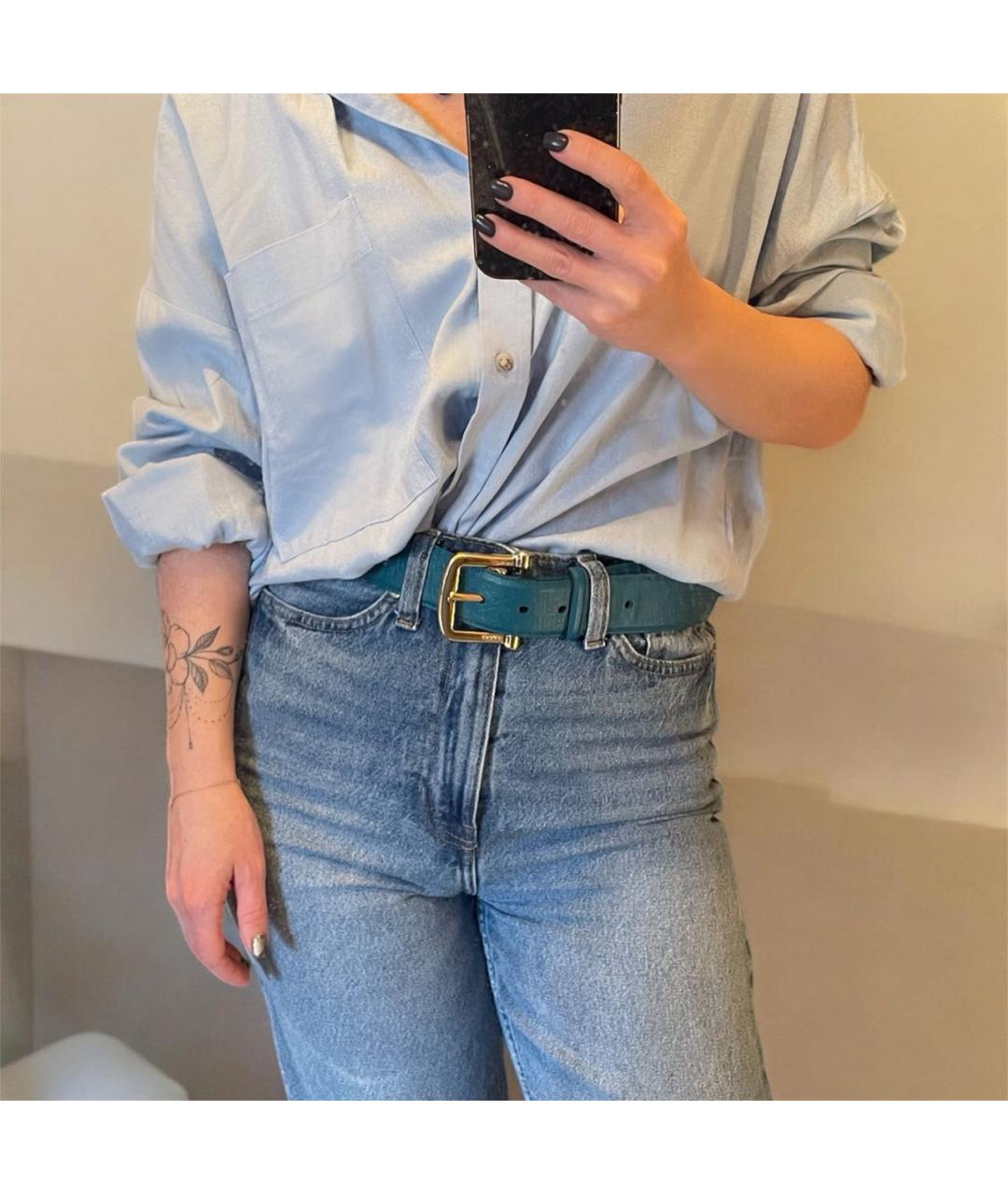 GUCCI Бирюзовый кожаный ремень, фото 4