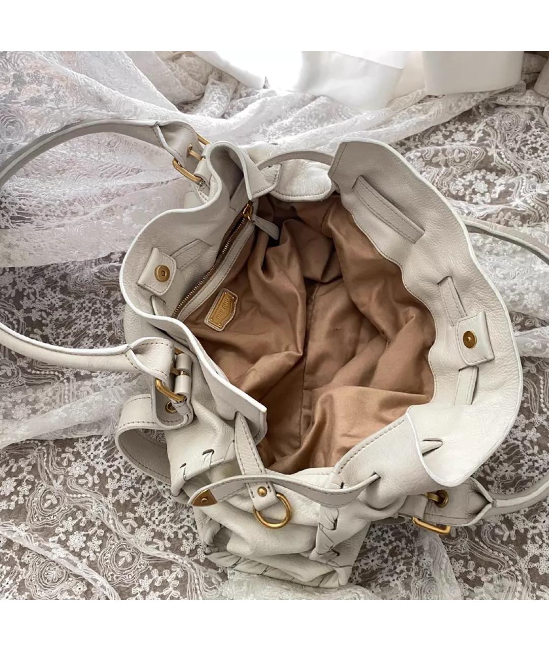 MIU MIU Белая кожаная сумка тоут, фото 2