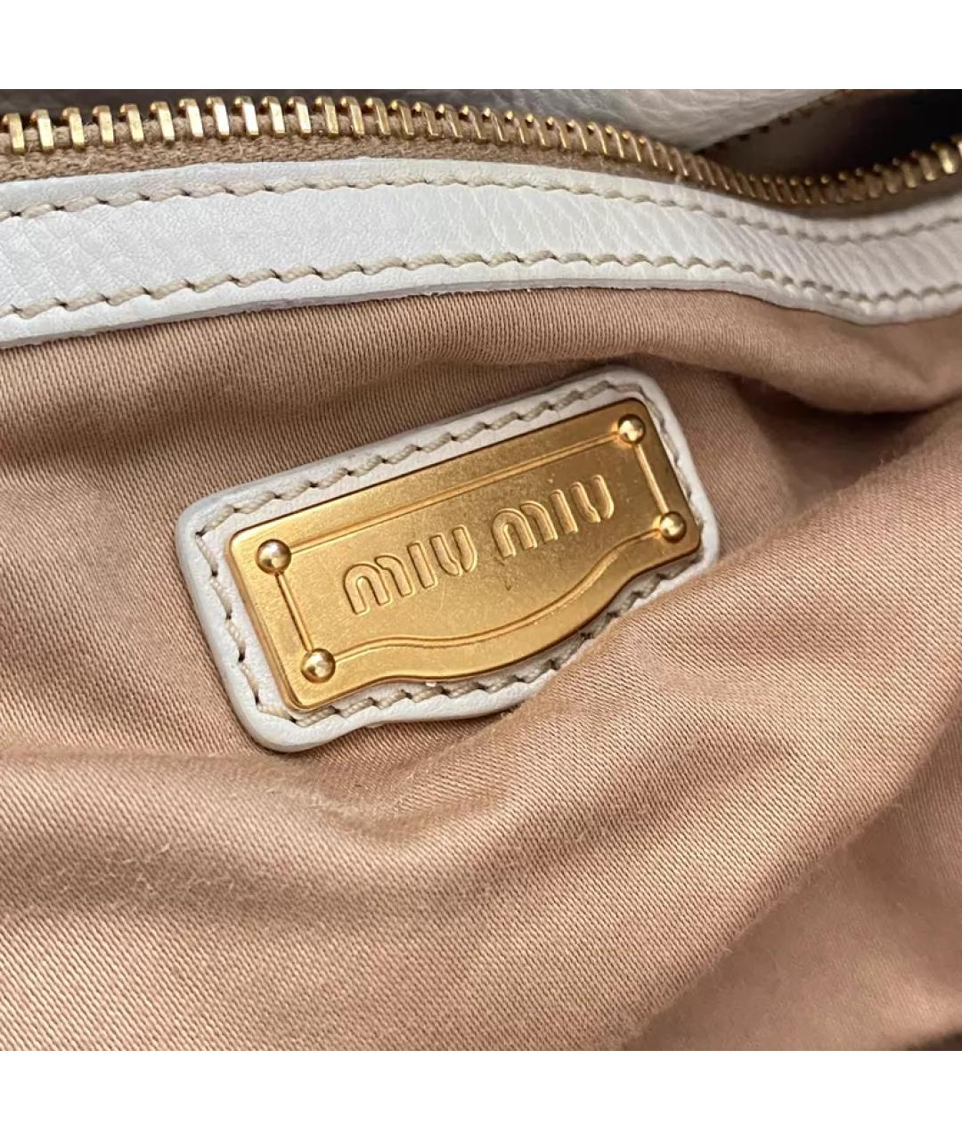 MIU MIU Белая кожаная сумка тоут, фото 3