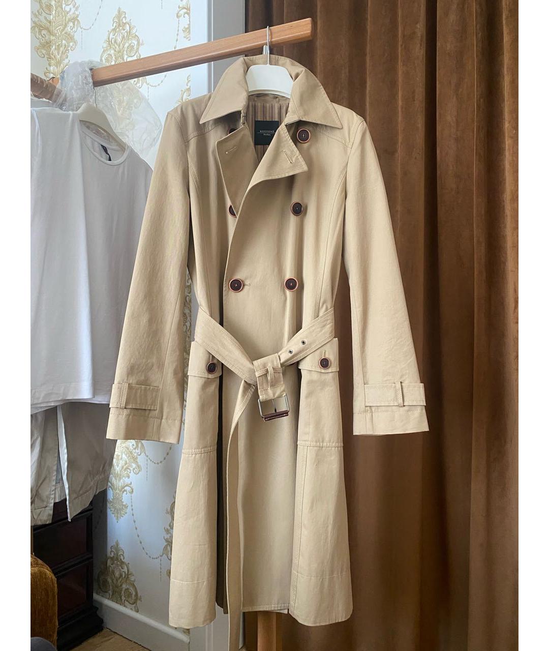 MAX MARA Бежевый хлопковый тренч/плащ, фото 8