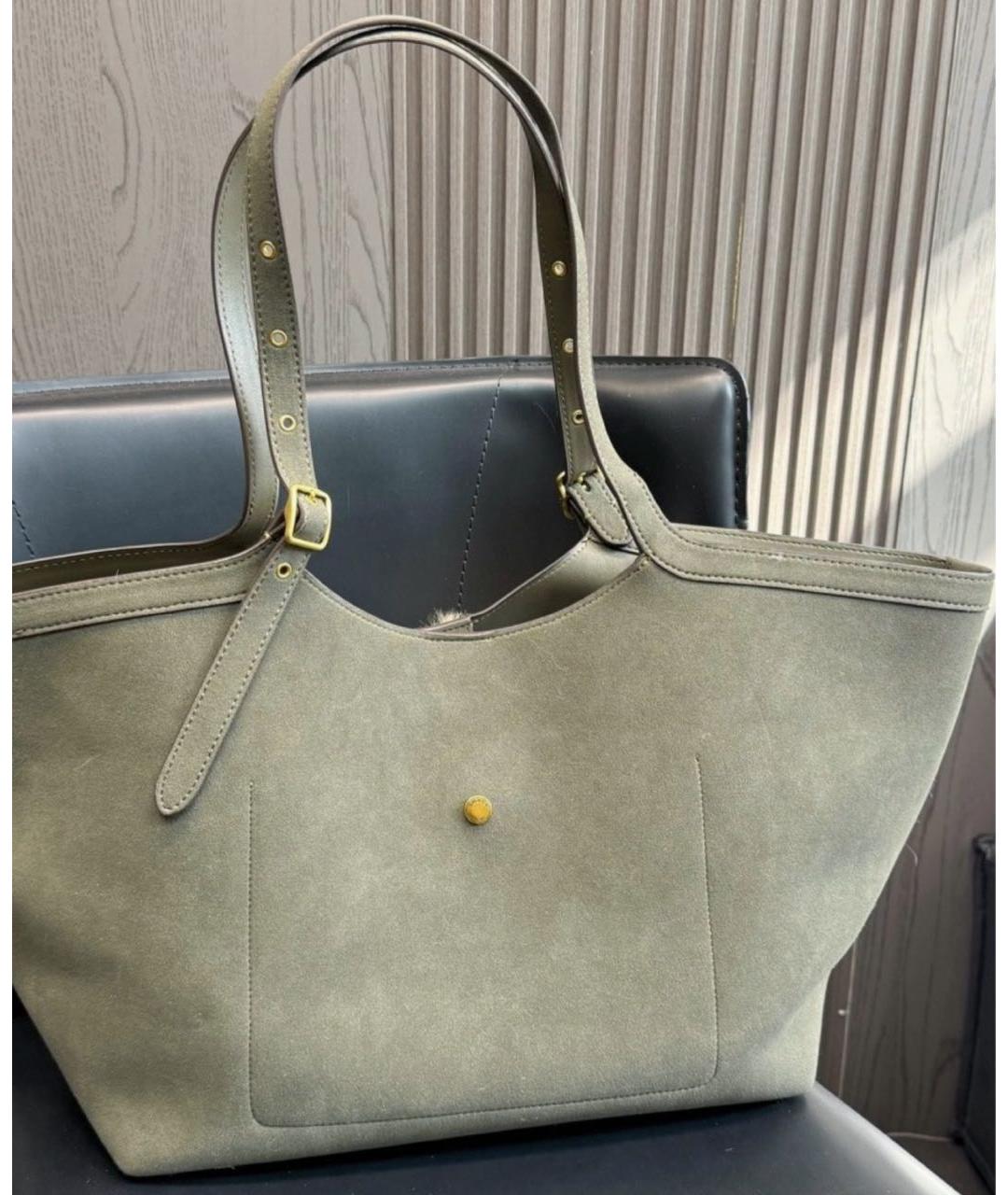 COACH Хаки замшевая сумка тоут, фото 7