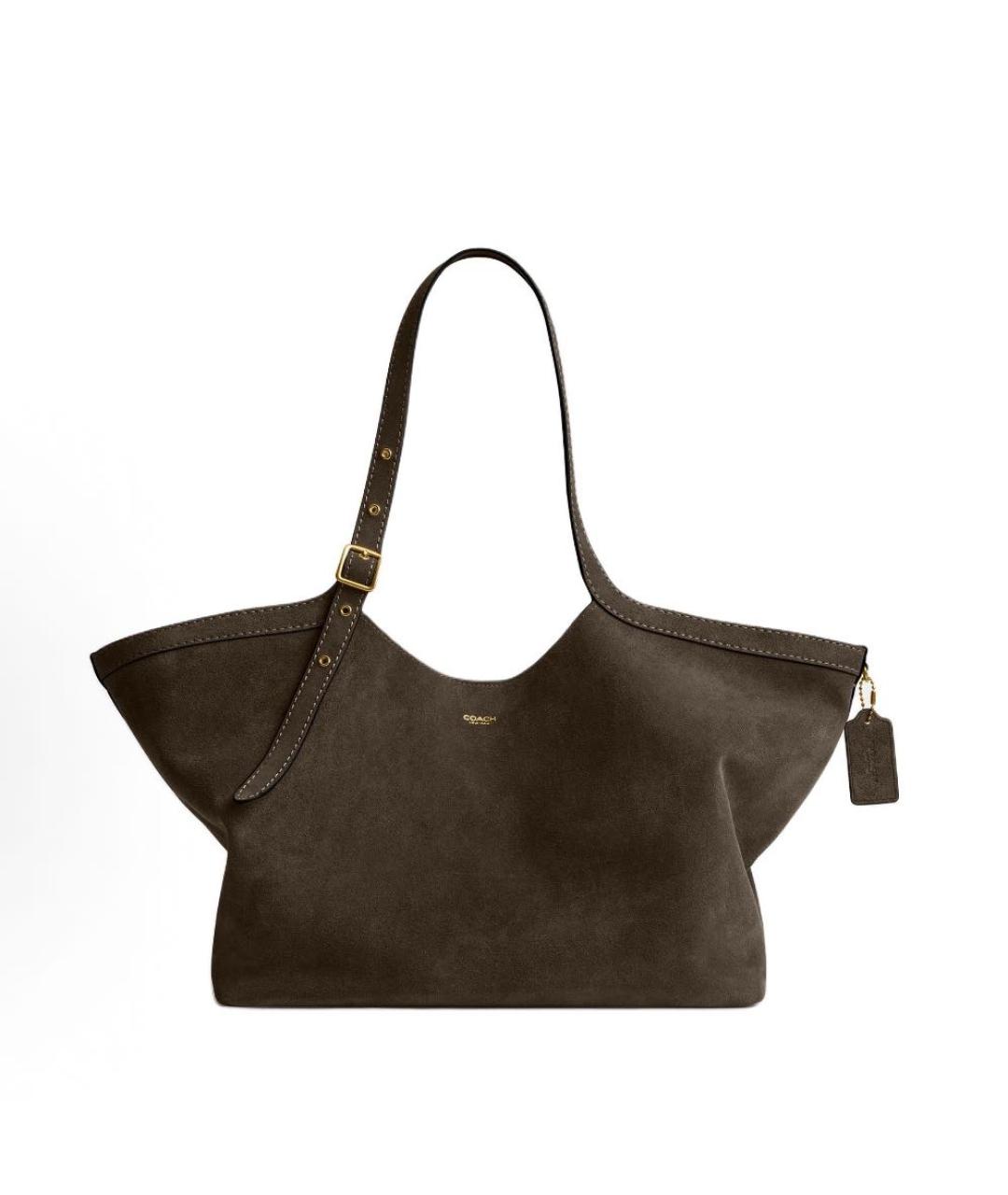 COACH Хаки замшевая сумка тоут, фото 9