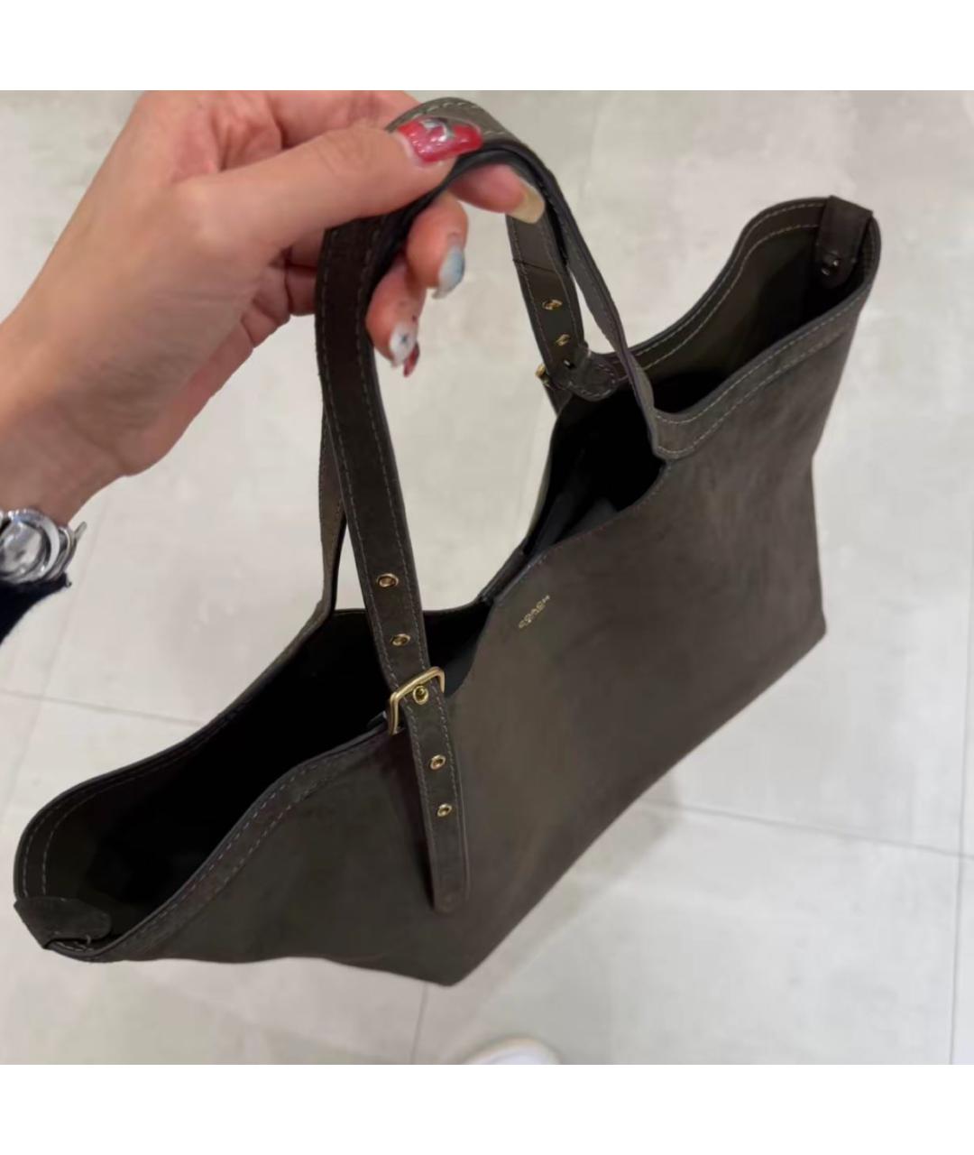 COACH Хаки замшевая сумка тоут, фото 8