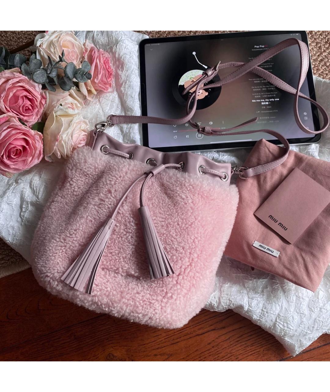 MIU MIU Розовая шерстяная сумка через плечо, фото 7