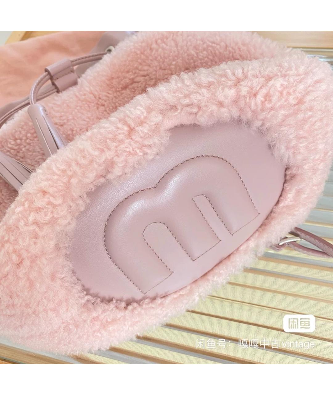 MIU MIU Розовая шерстяная сумка через плечо, фото 2