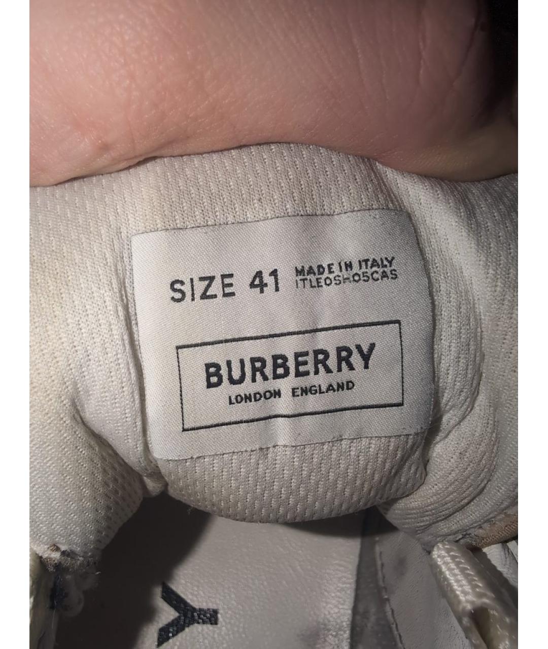 BURBERRY Белые низкие кроссовки / кеды, фото 5