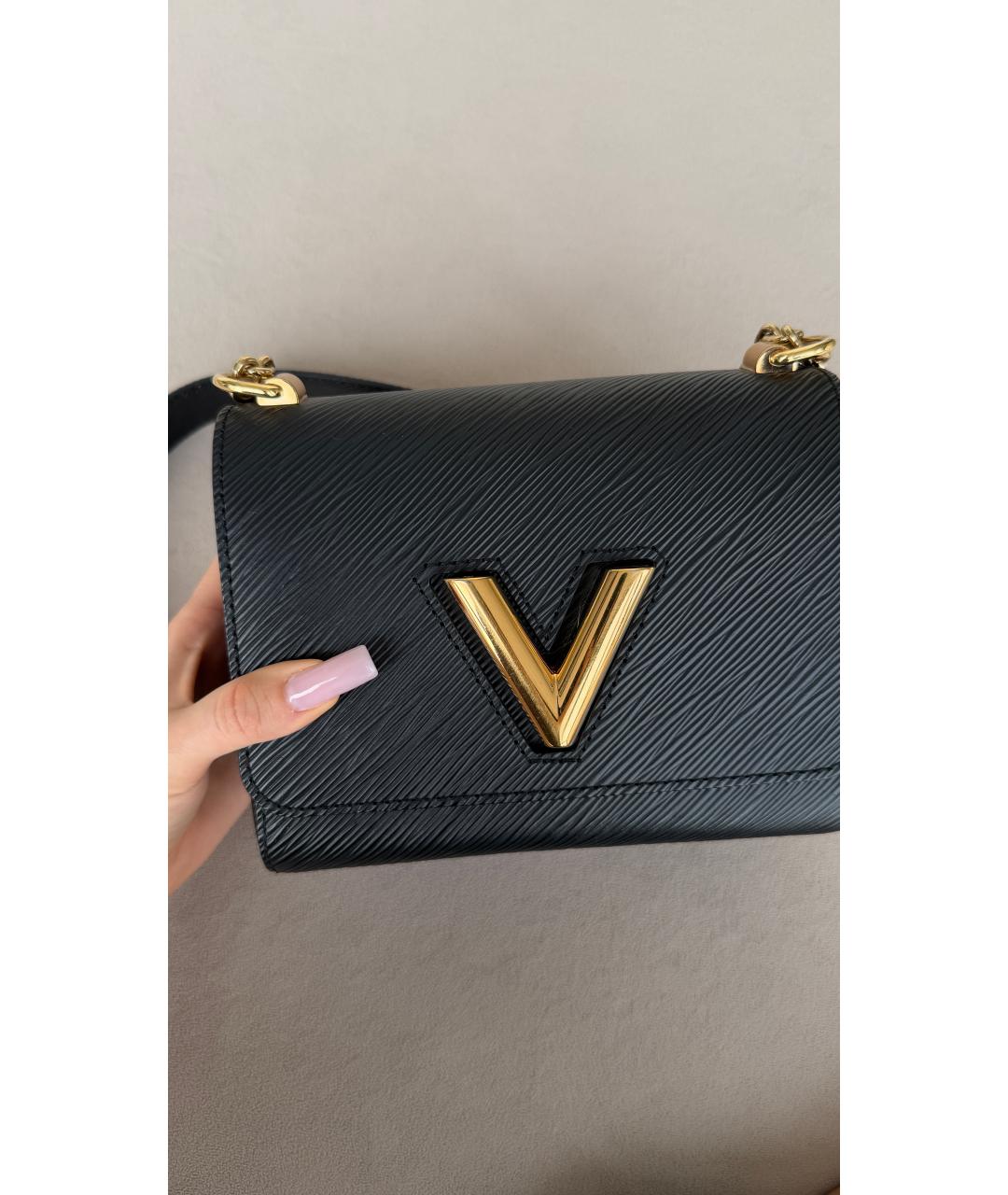 LOUIS VUITTON Черная кожаная сумка через плечо, фото 4