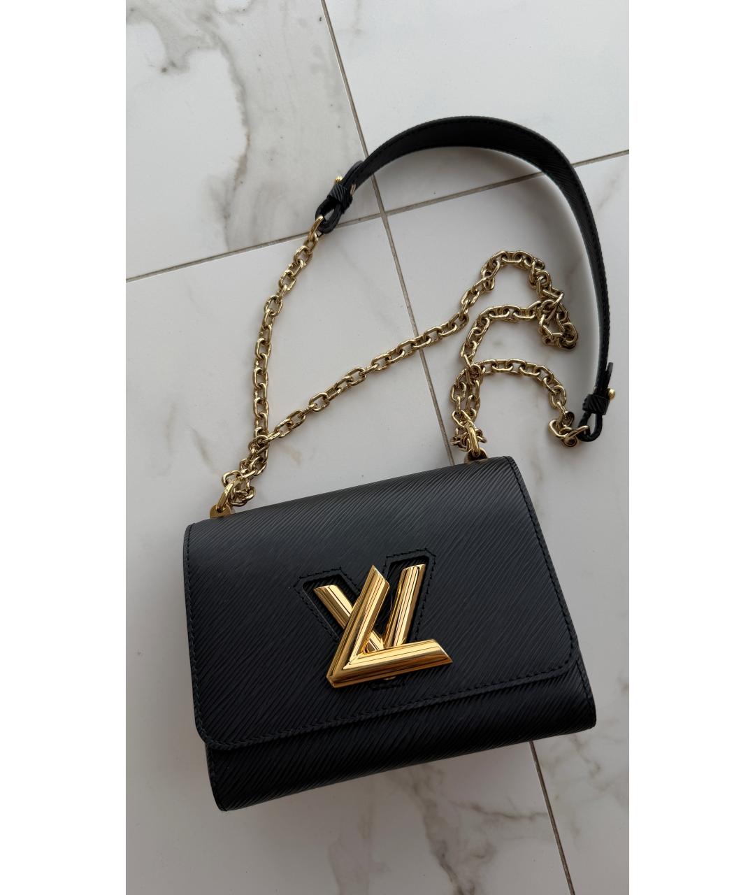 LOUIS VUITTON Черная кожаная сумка через плечо, фото 6