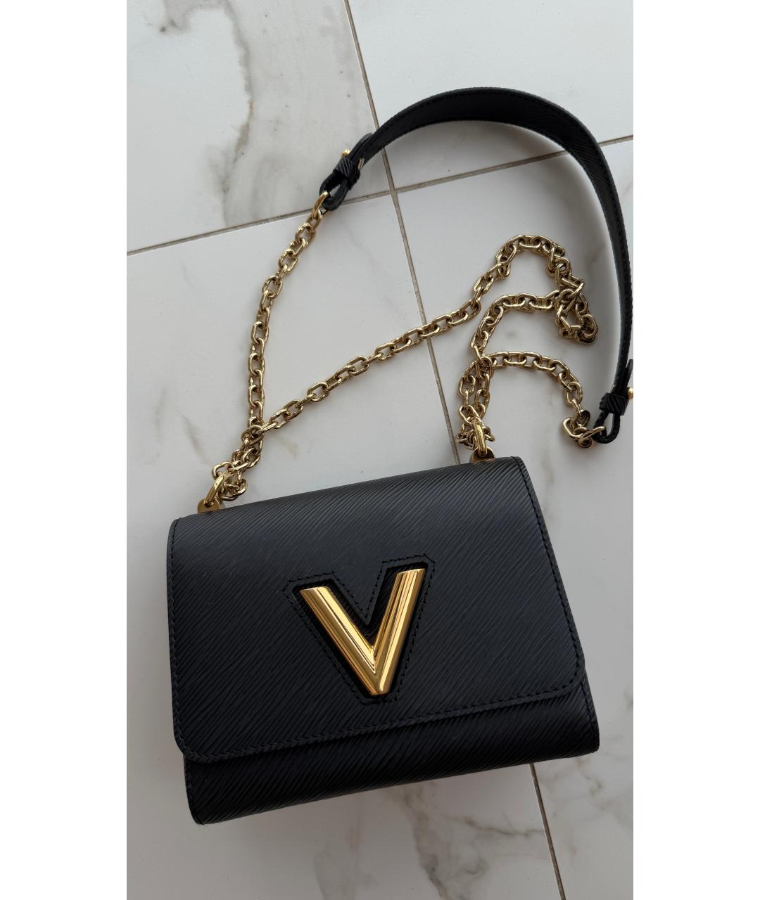 LOUIS VUITTON Черная кожаная сумка через плечо, фото 2