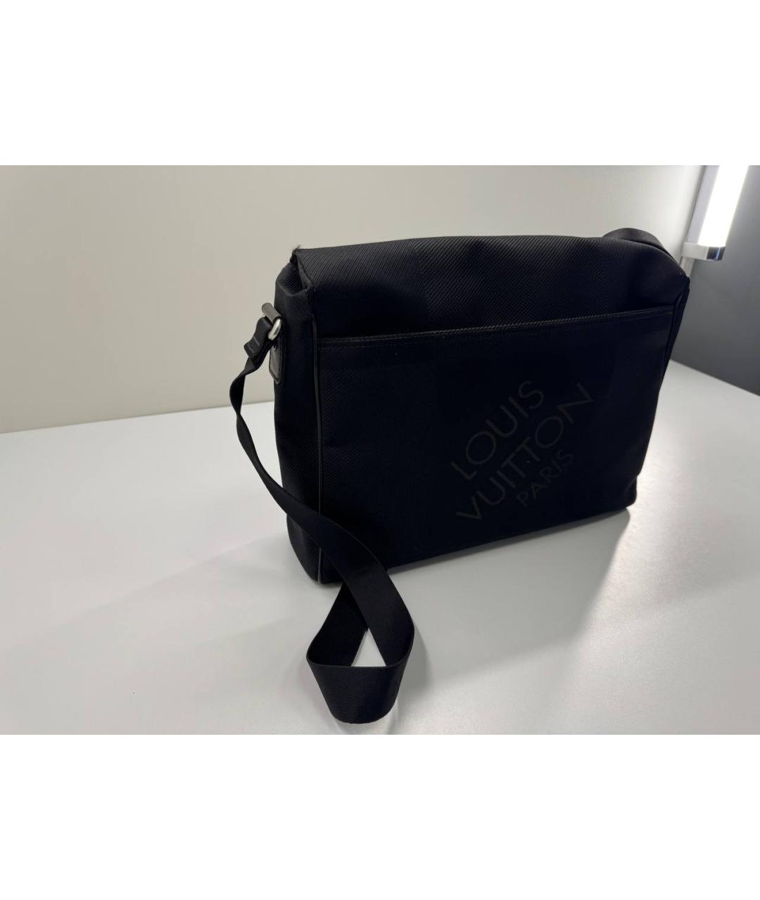 LOUIS VUITTON Черная тканевая сумка на плечо, фото 6