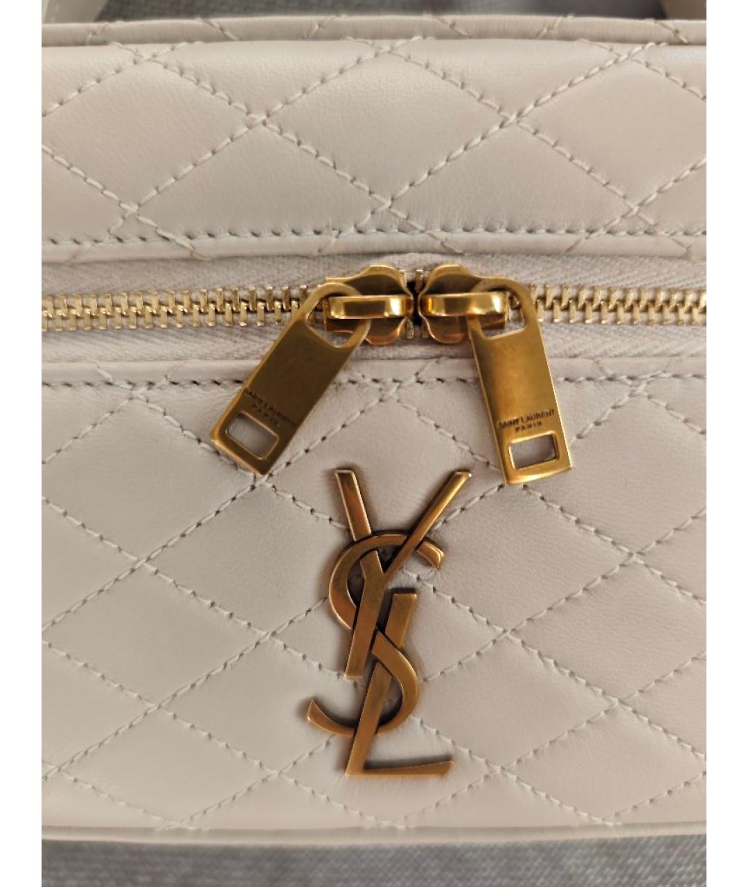 SAINT LAURENT Бежевая кожаная сумка через плечо, фото 3