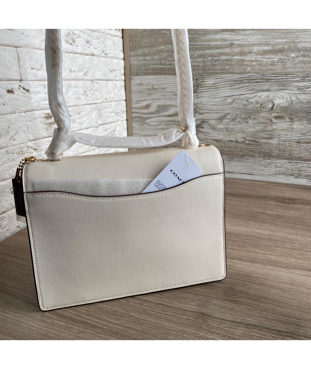 COACH Бежевая кожаная сумка через плечо, фото 3