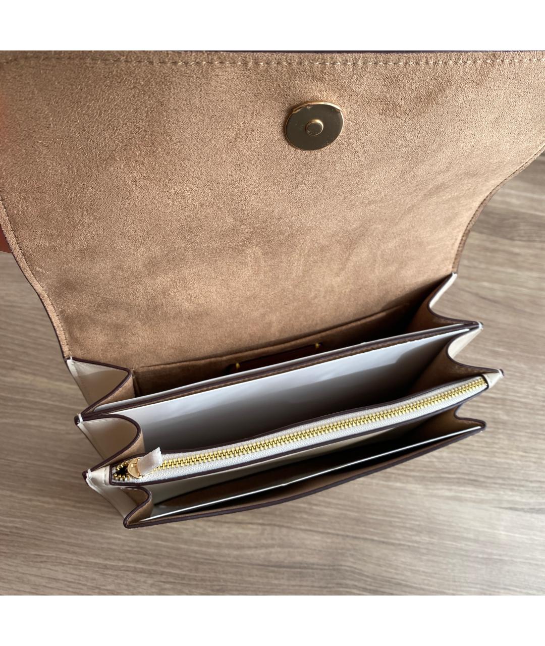 COACH Бежевая кожаная сумка через плечо, фото 6