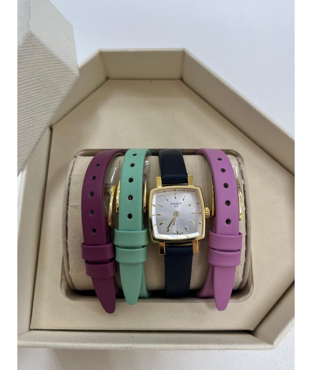 TISSOT Золотые кожаные часы, фото 5