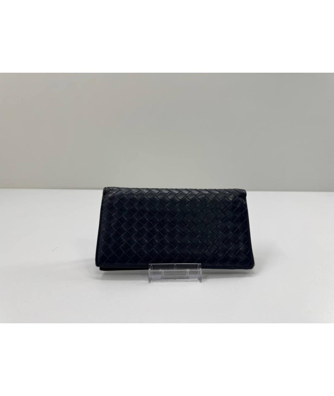 BOTTEGA VENETA Темно-синий кожаный кошелек, фото 8