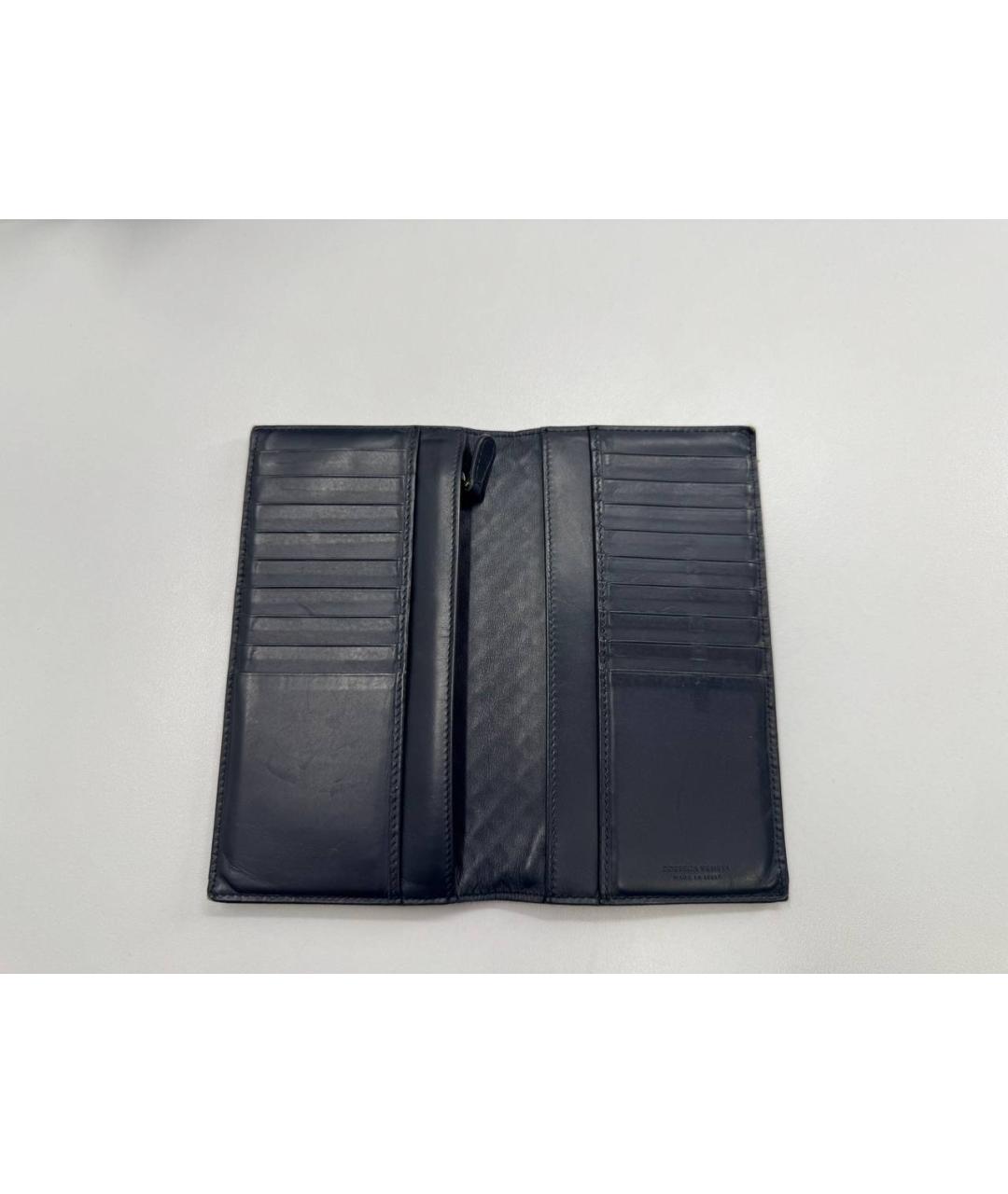BOTTEGA VENETA Темно-синий кожаный кошелек, фото 7