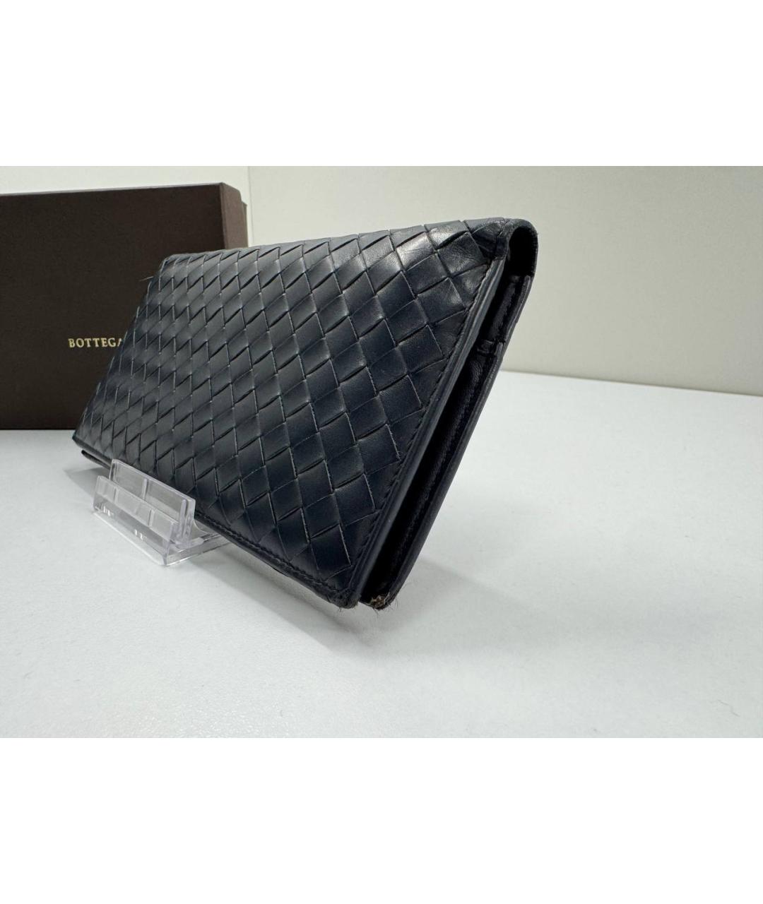 BOTTEGA VENETA Темно-синий кожаный кошелек, фото 4