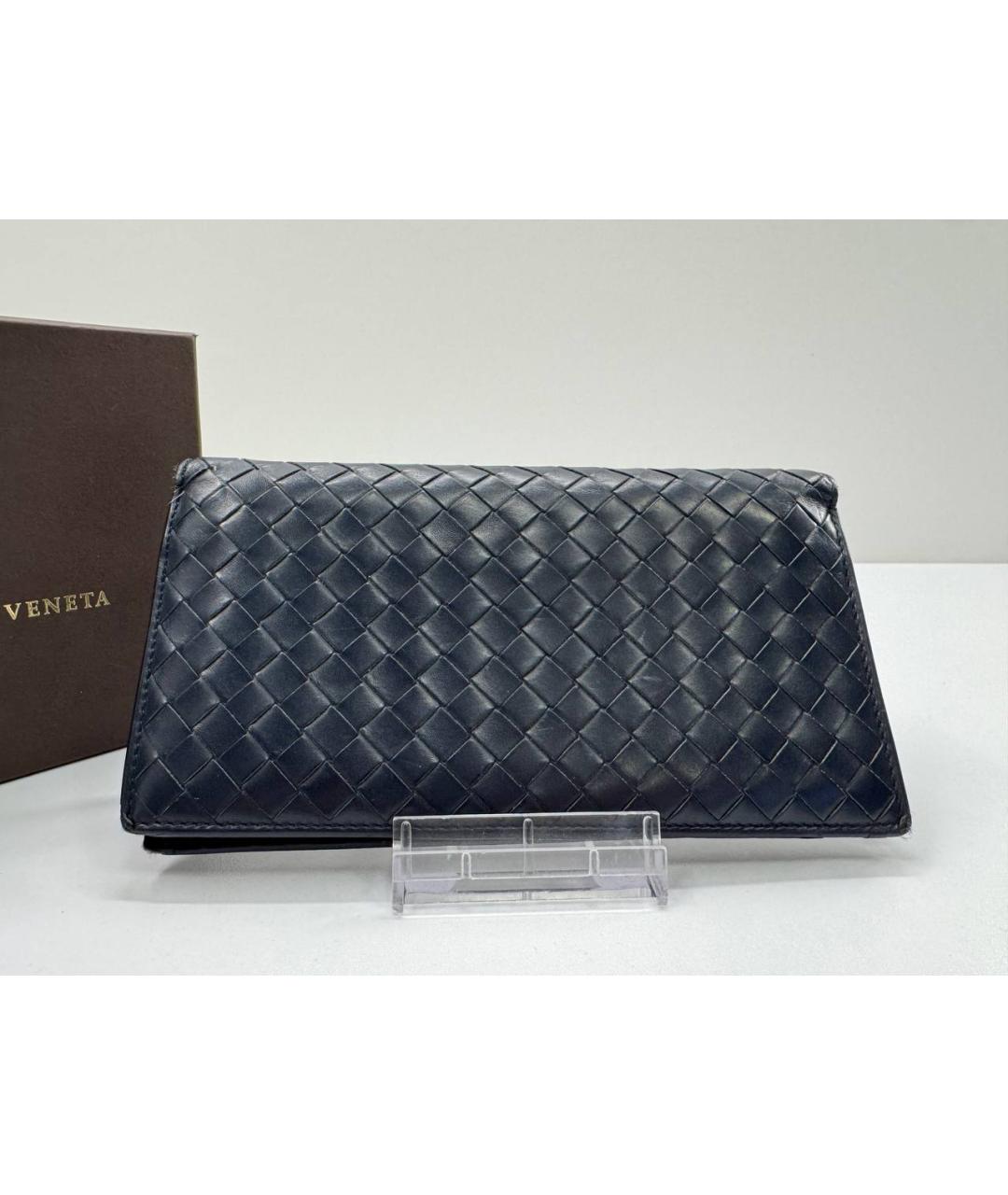 BOTTEGA VENETA Темно-синий кожаный кошелек, фото 3