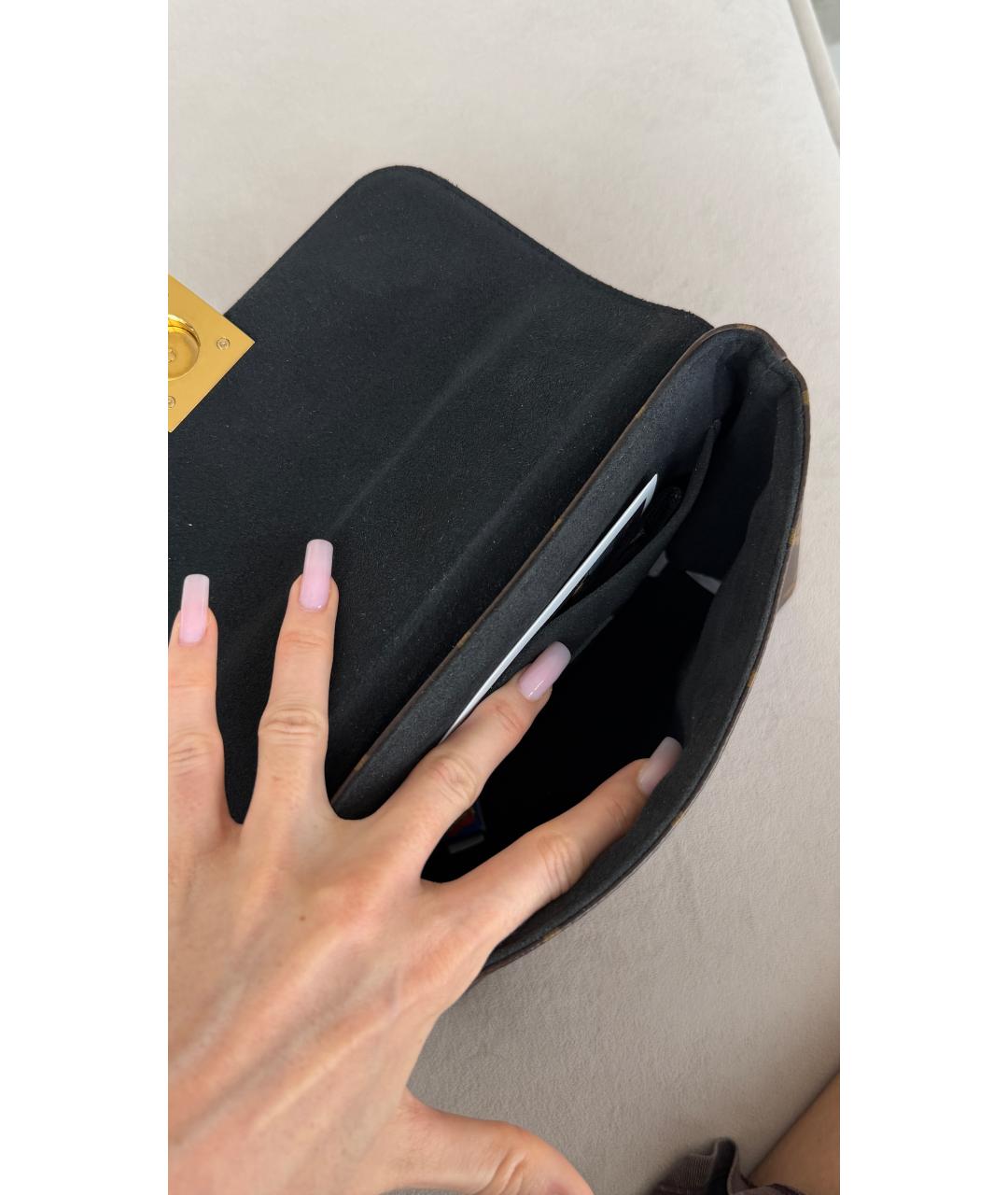 LOUIS VUITTON Коричневая кожаная сумка через плечо, фото 3