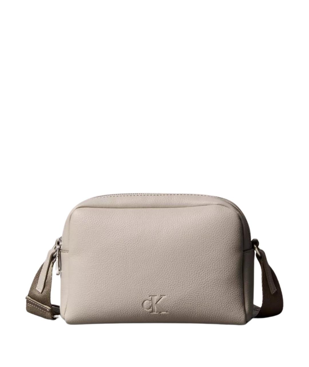 CALVIN KLEIN Серая сумка через плечо из искусственной кожи, фото 1