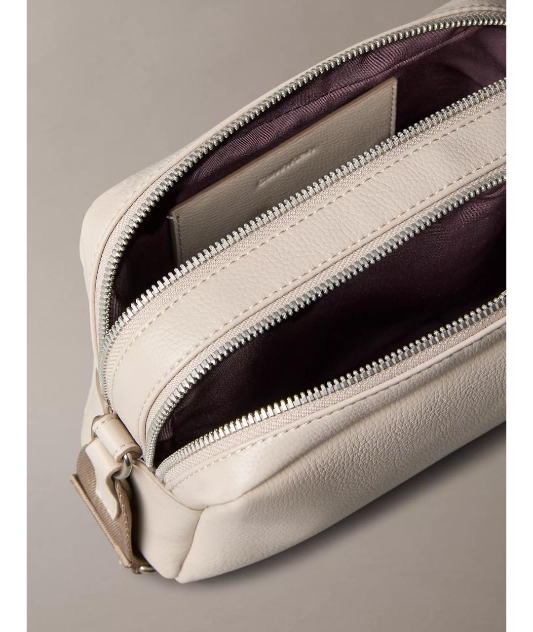 CALVIN KLEIN Серая сумка через плечо из искусственной кожи, фото 5