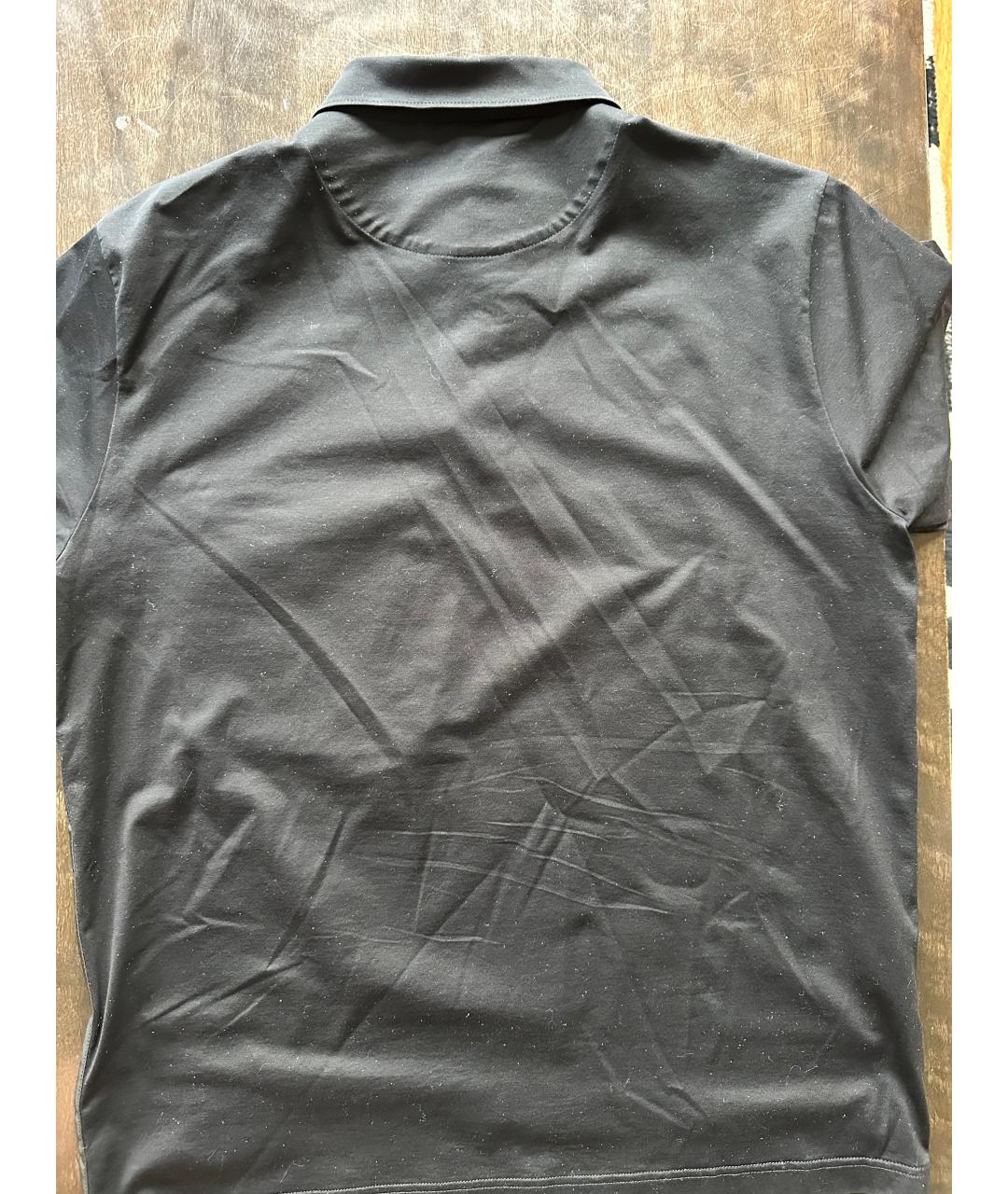 PRADA Черное хлопковое поло с коротким рукавом, фото 2