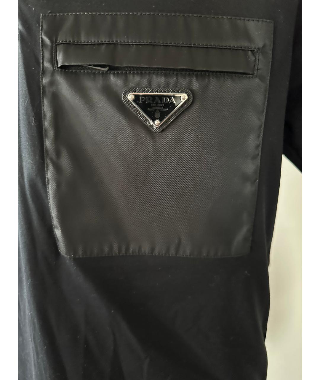 PRADA Черное хлопковое поло с коротким рукавом, фото 5