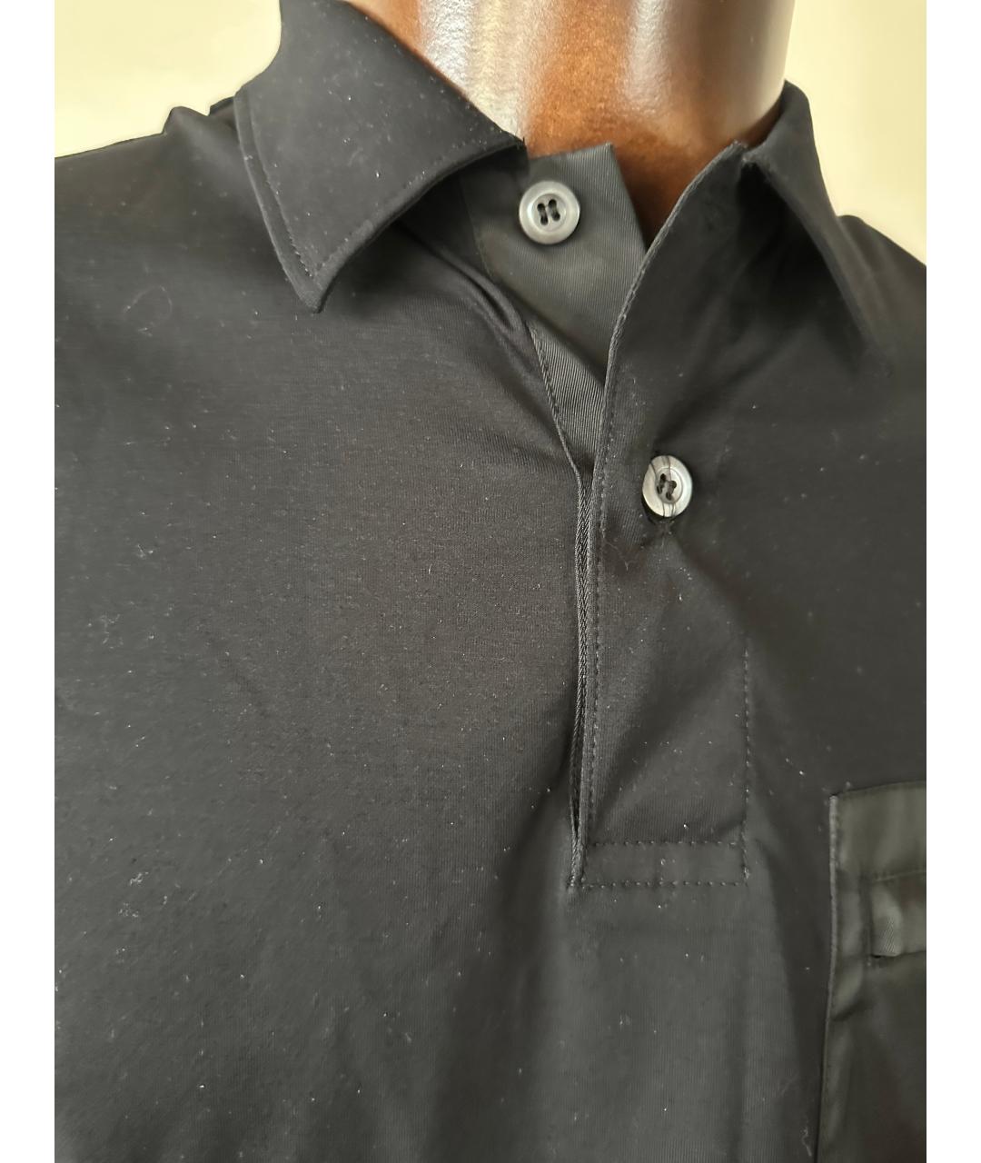 PRADA Черное хлопковое поло с коротким рукавом, фото 4