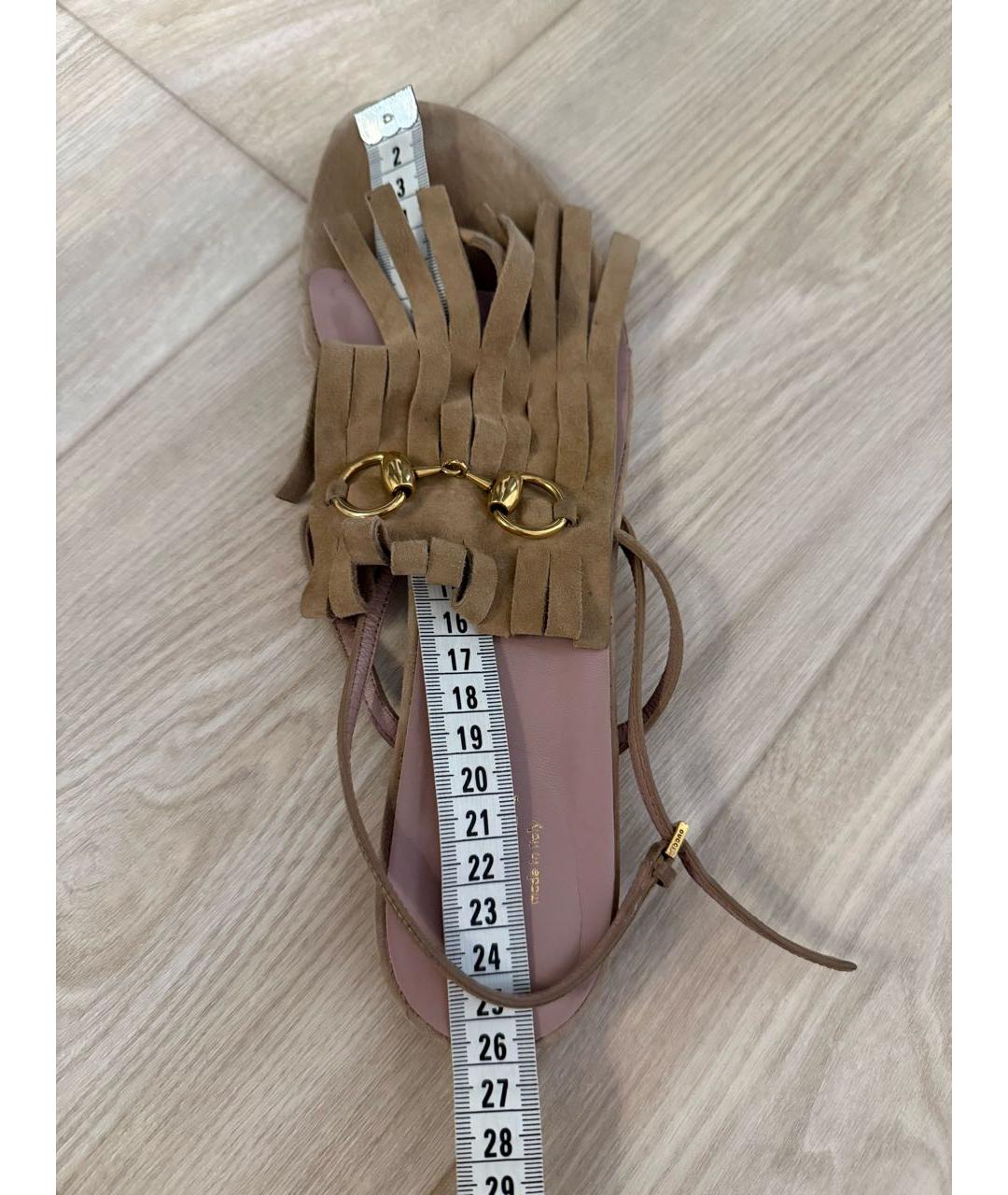 GUCCI Коричневые замшевые сандалии, фото 6