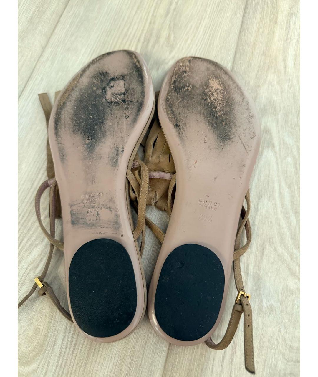 GUCCI Коричневые замшевые сандалии, фото 4